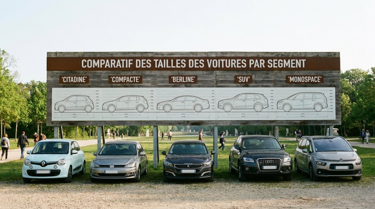 Tableau comparatif des tailles des voitures par segment