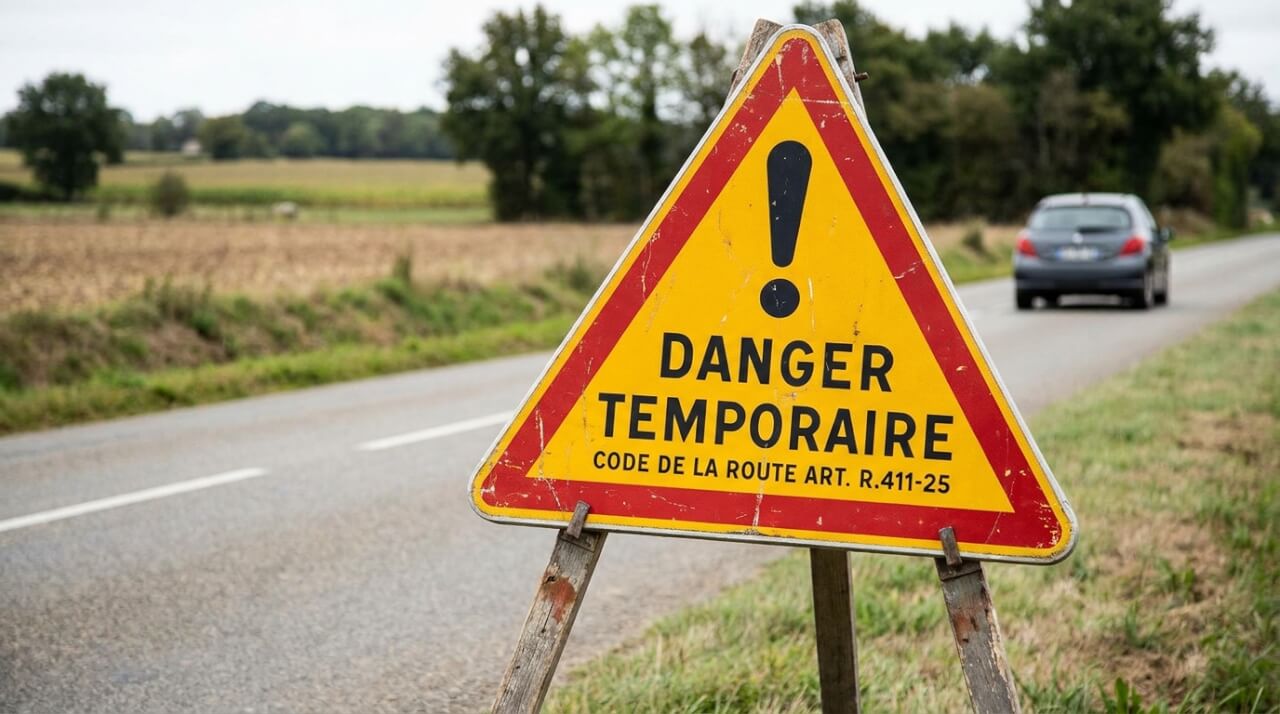 Les panneaux jaunes de danger temporaire : définition et portée légale