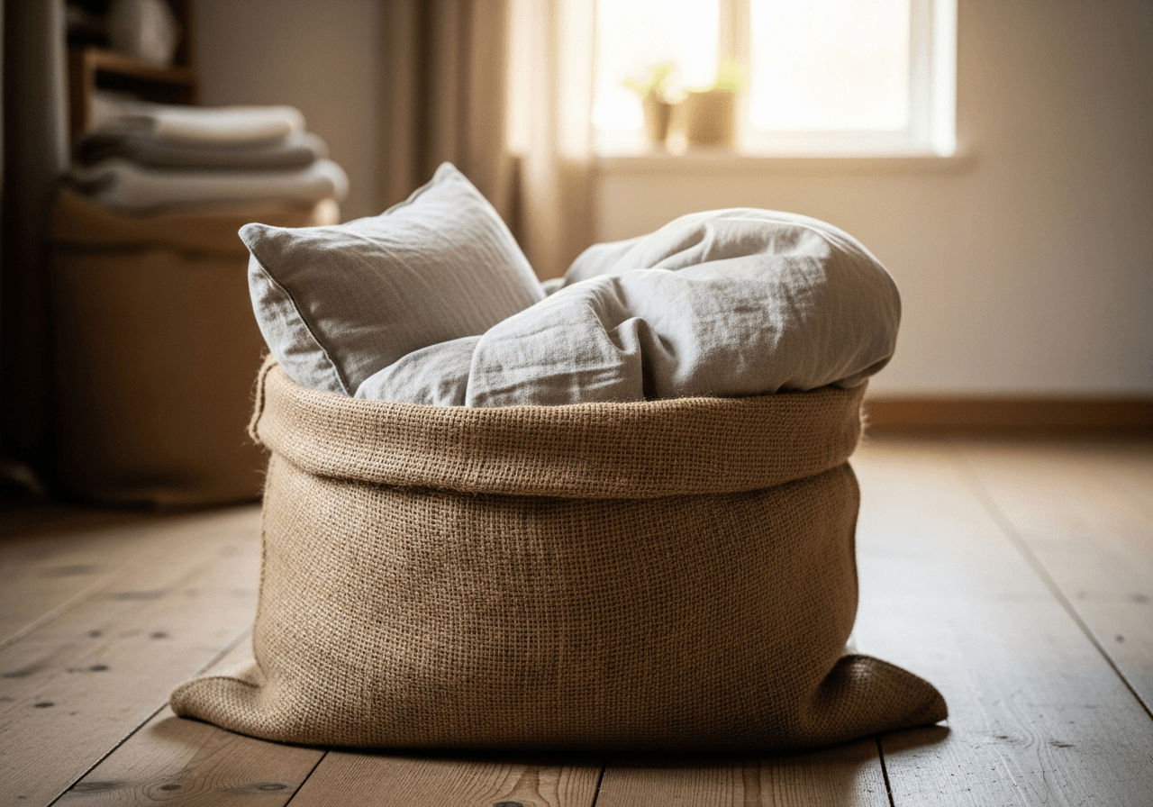 Sac en toile de jute : la solution naturelle pour ranger couettes et oreillers