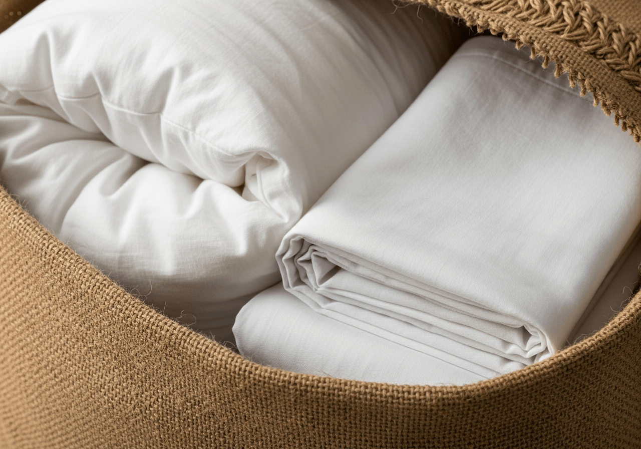 sac en toile de jute pour rangement couette oreiller linge - détail pratique