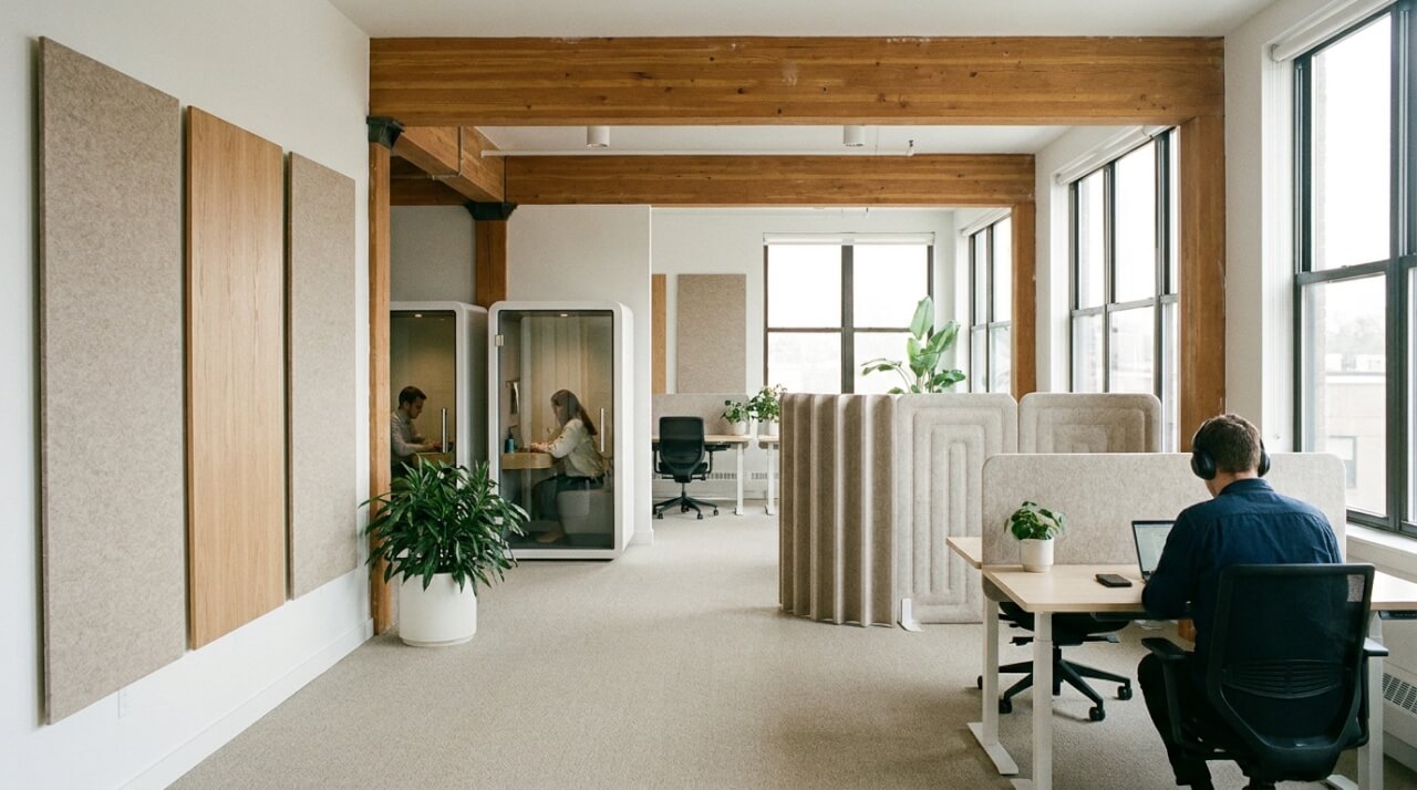 Créer un espace anti-nuisible au bureau : acoustique, concentration et flux