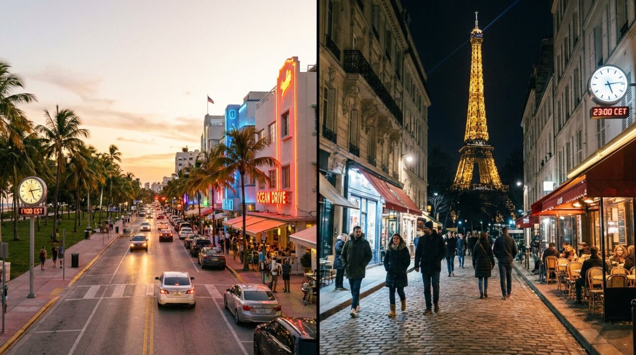 Combien d'heures de décalage entre Miami et Paris ?