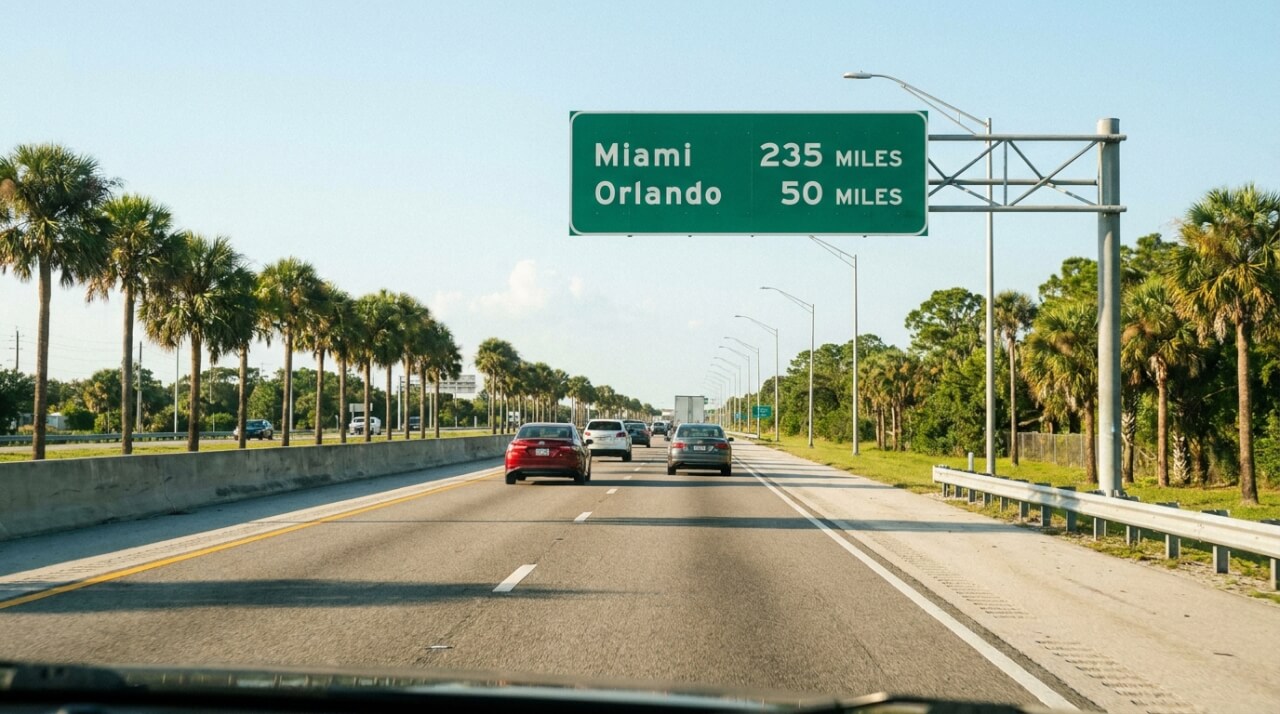Quelle est la distance exacte entre Orlando et Miami ?