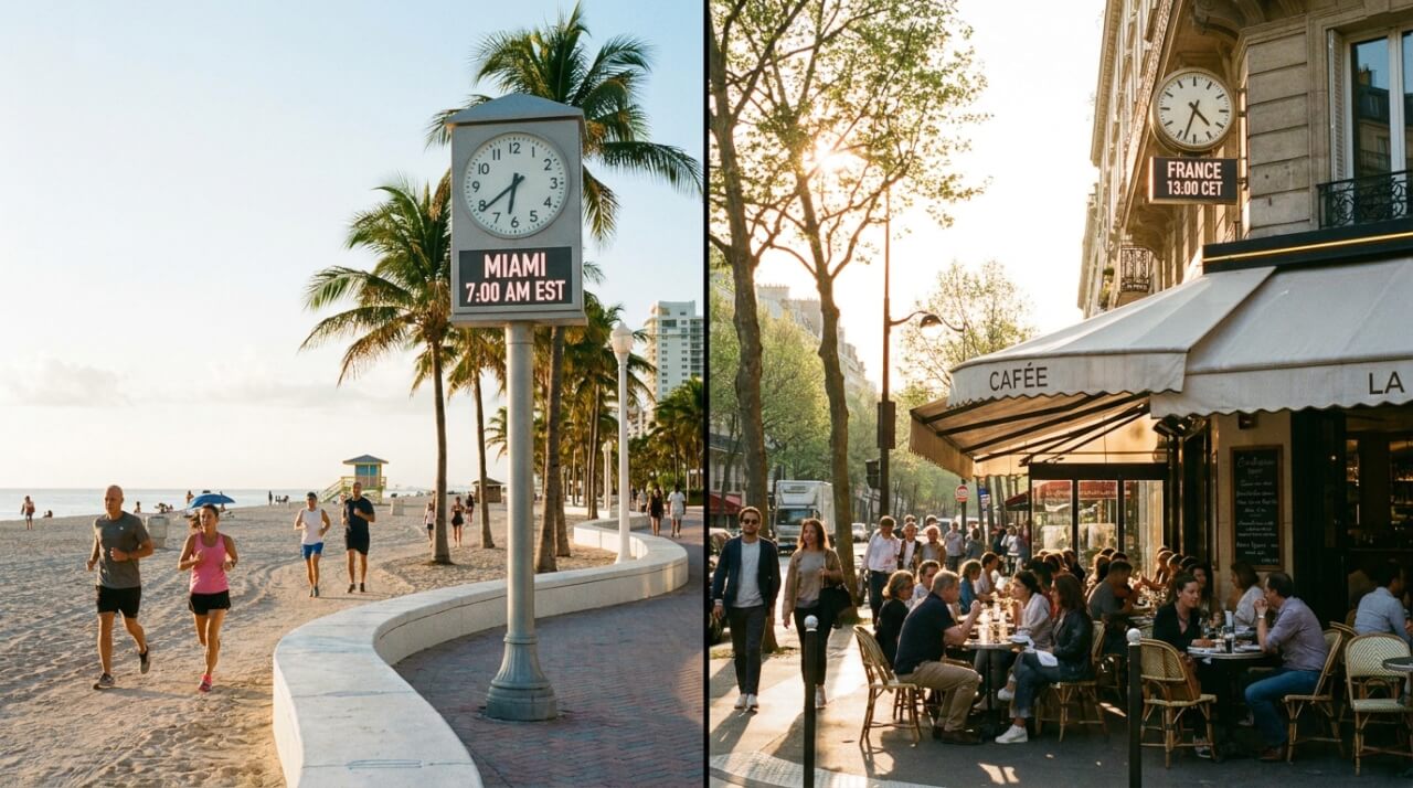 Le décalage horaire entre Miami et la France en détail