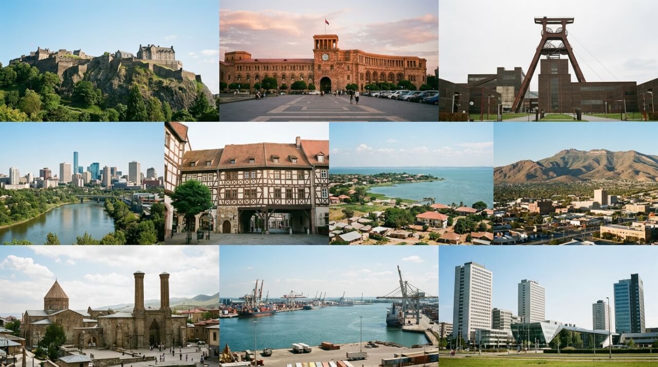 Capitales et grandes villes mondiales commençant par E